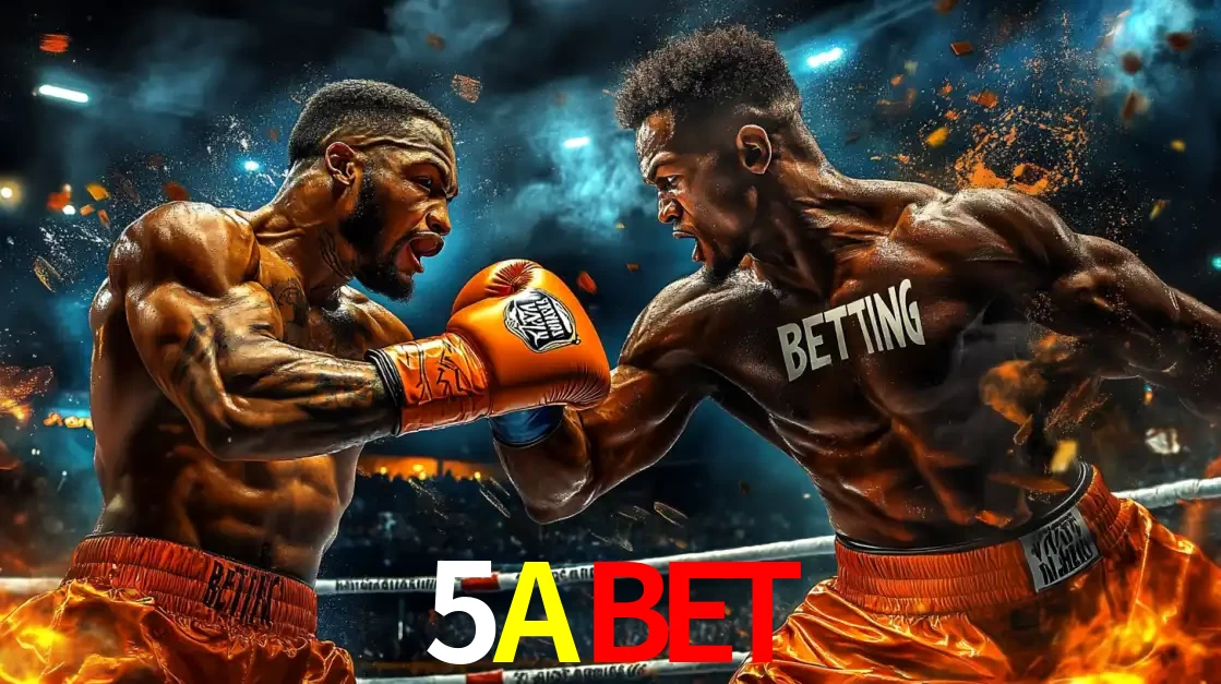 Dois boxeadores em uma luta intensa e explosiva, representando a adrenalina e as oportunidades de apostas em esportes de combate disponíveis na plataforma 5ABET.